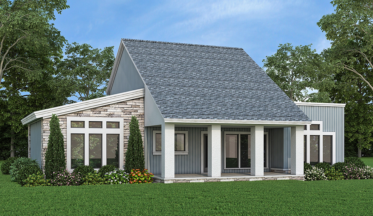 Contemporary, Modern Plan with 1400 Sq. Ft., 3 Bedrooms, 2 Bathrooms Rear Elevation