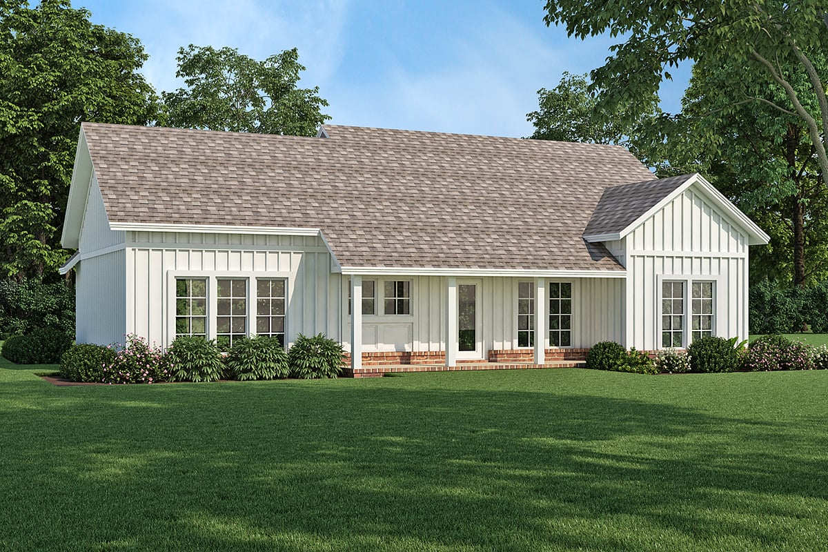 Contemporary, Farmhouse Plan with 1512 Sq. Ft., 3 Bedrooms, 2 Bathrooms Rear Elevation