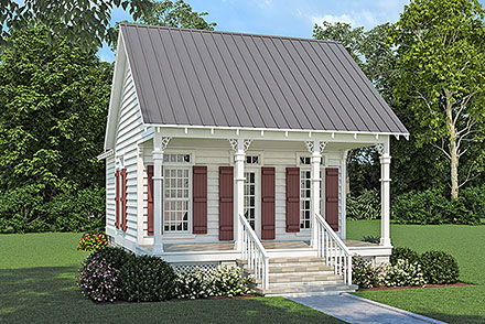 Cabin Cottage Southern Elevation of Plan 76966