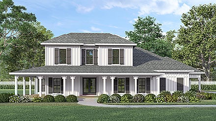 Country Farmhouse Southern Traditional Elevation of Plan 76969