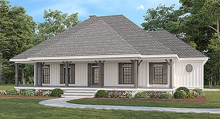Country Farmhouse Southern Elevation of Plan 76979