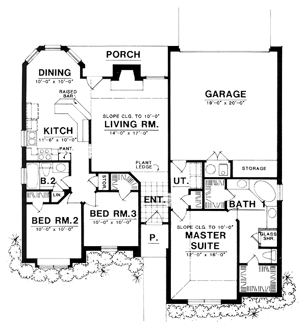 Plan 77014 | Contemporary, One-Story, Traditional House with 3 Bed, 2 ...