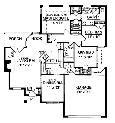 House Plan 77025 First Level Plan