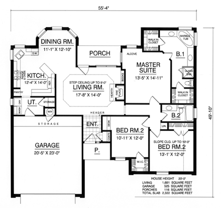 House Plan 77143 First Level Plan