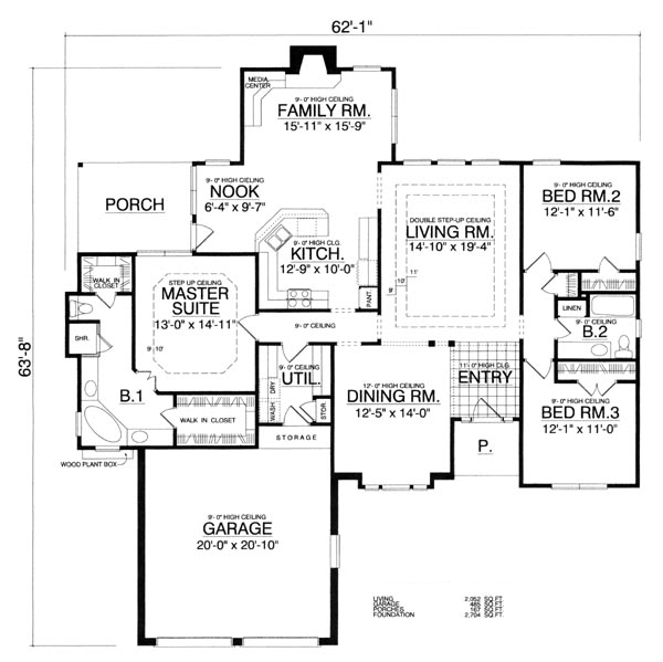 Plan 77201 | Traditional Style with 3 Bed, 2 Bath, 2 Car Garage