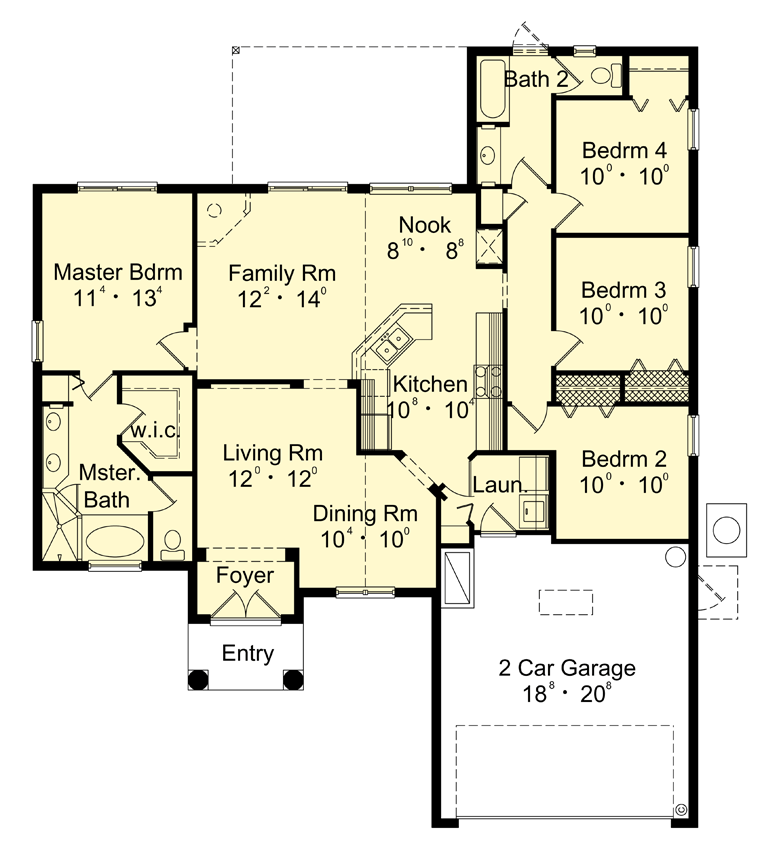 Plan 77301 | Contemporary House with 4 Bed, 2 Bath, 2 Car