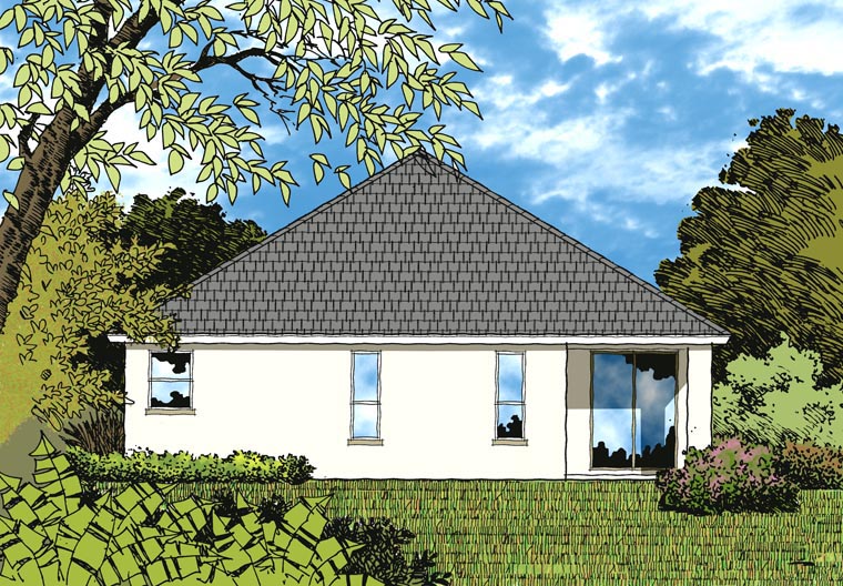 Contemporary Rear Elevation of Plan 77316