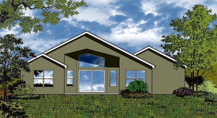 Contemporary Traditional Rear Elevation of Plan 77318