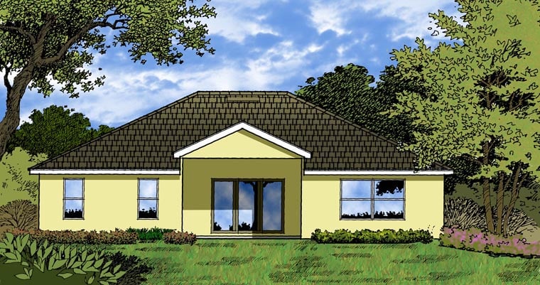 Traditional Rear Elevation of Plan 77338