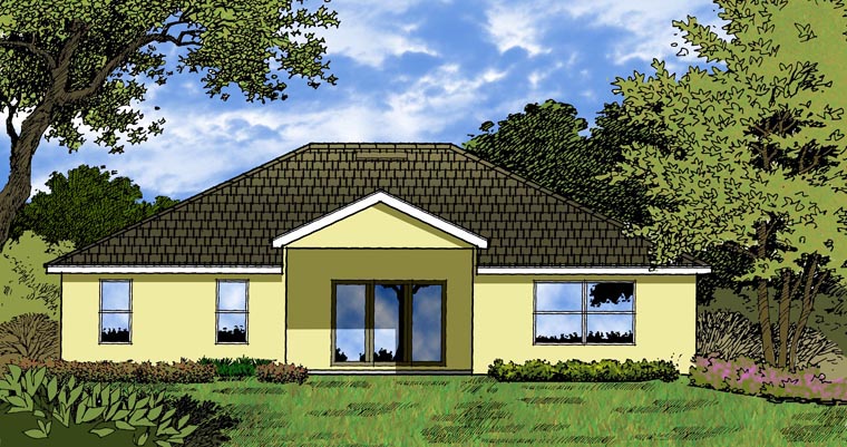 Traditional Rear Elevation of Plan 77339