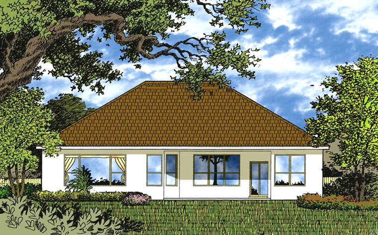 Contemporary Rear Elevation of Plan 77342