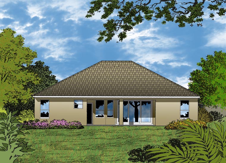 Contemporary Traditional Rear Elevation of Plan 77345