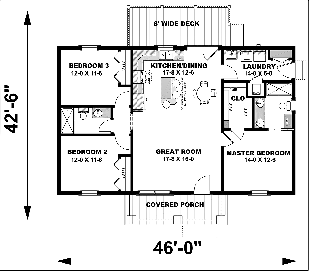 Cottage, Country House Plan 77400 with 3 Beds, 2 Baths Level One