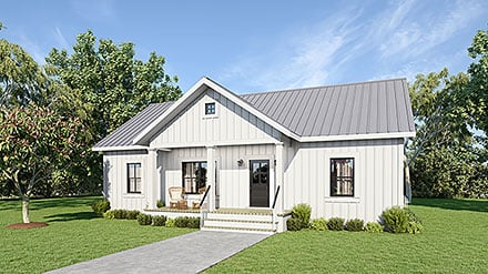 Cottage, Country, Ranch House Plan 77400 with 3 Beds, 2 Baths