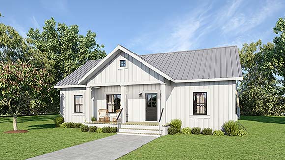 Cottage, Country House Plan 77400 with 3 Beds, 2 Baths Elevation