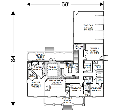 House Plan 77401 First Level Plan