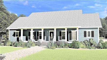 Country Ranch Southern Elevation of Plan 77403