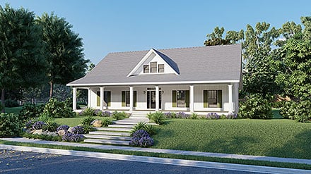 Country Ranch Southern Elevation of Plan 77407