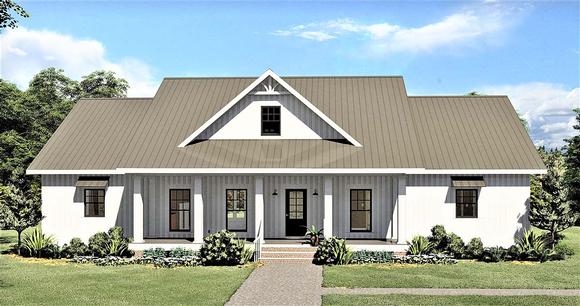 Country, Southern House Plan 77408 with 4 Beds, 3 Baths, 2 Car Garage Elevation