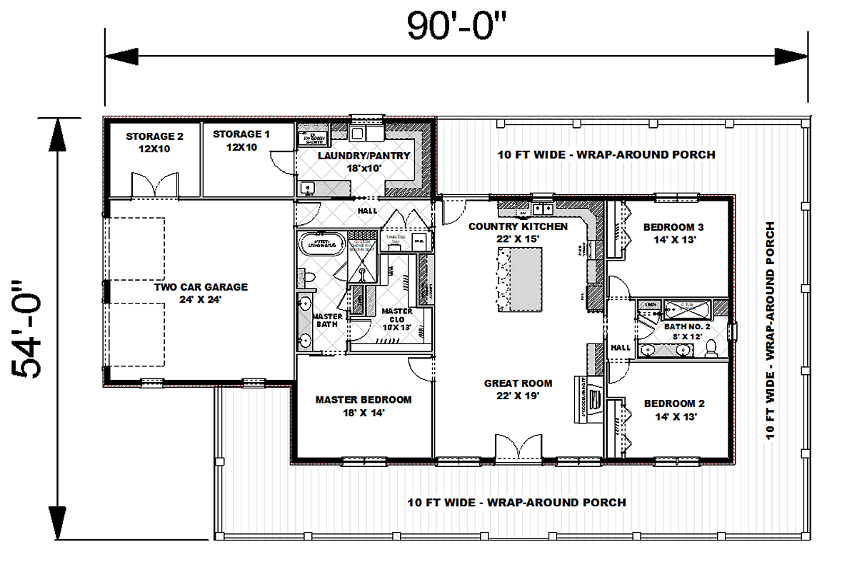 House Plan 77409 Plantation Style With 2090 Sq Ft