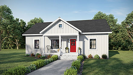 Country Farmhouse Ranch Elevation of Plan 77411