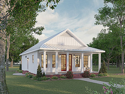 Country Southern Elevation of Plan 77412