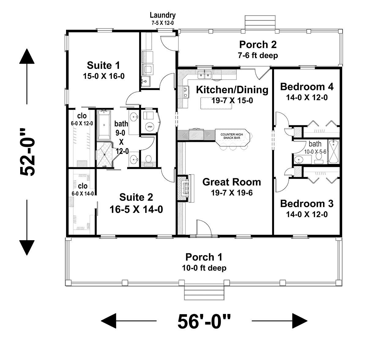 Country Farmhouse Southern Level One of Plan 77416