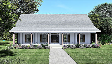 Country Farmhouse Southern Elevation of Plan 77416