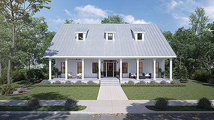 Country Farmhouse Elevation of Plan 77420