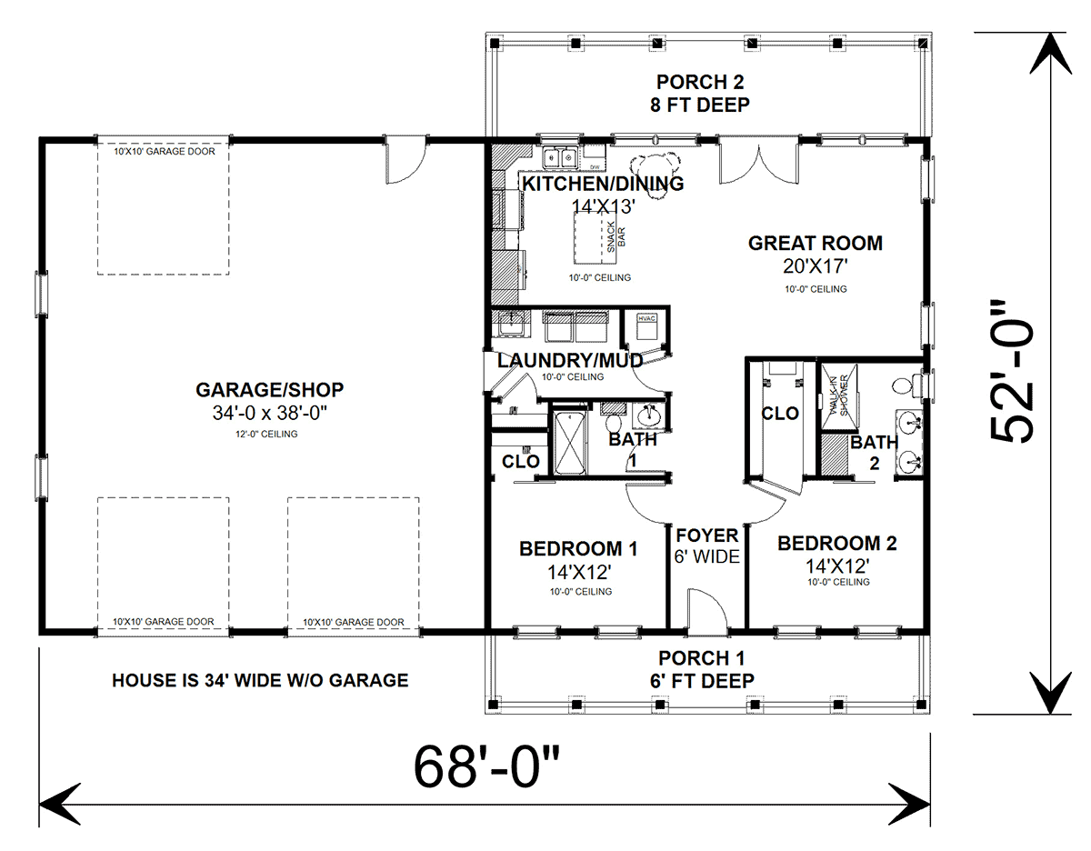 Barndominium Level One of Plan 77426