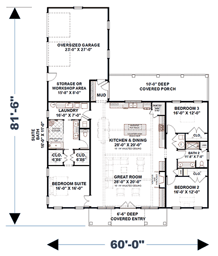 House Plan 77427 First Level Plan