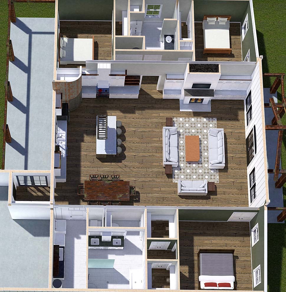 Barndominium, Farmhouse Plan with 2460 Sq. Ft., 3 Bedrooms, 2 Bathrooms, 2 Car Garage Picture 5