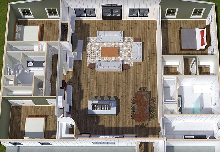 Barndominium, Farmhouse Plan with 2460 Sq. Ft., 3 Bedrooms, 2 Bathrooms, 2 Car Garage Picture 6