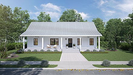 Country Ranch Southern Elevation of Plan 77428