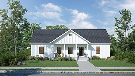 Cottage Country Ranch Southern Traditional Elevation of Plan 77429