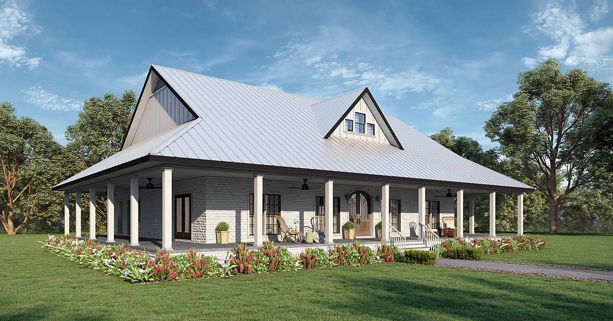 Colonial, Country, Farmhouse, Southern Plan with 2090 Sq. Ft., 3 Bedrooms, 2 Bathrooms Picture 2