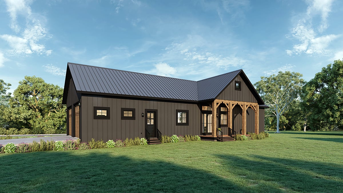 Barndominium Ranch Rear Elevation of Plan 77431