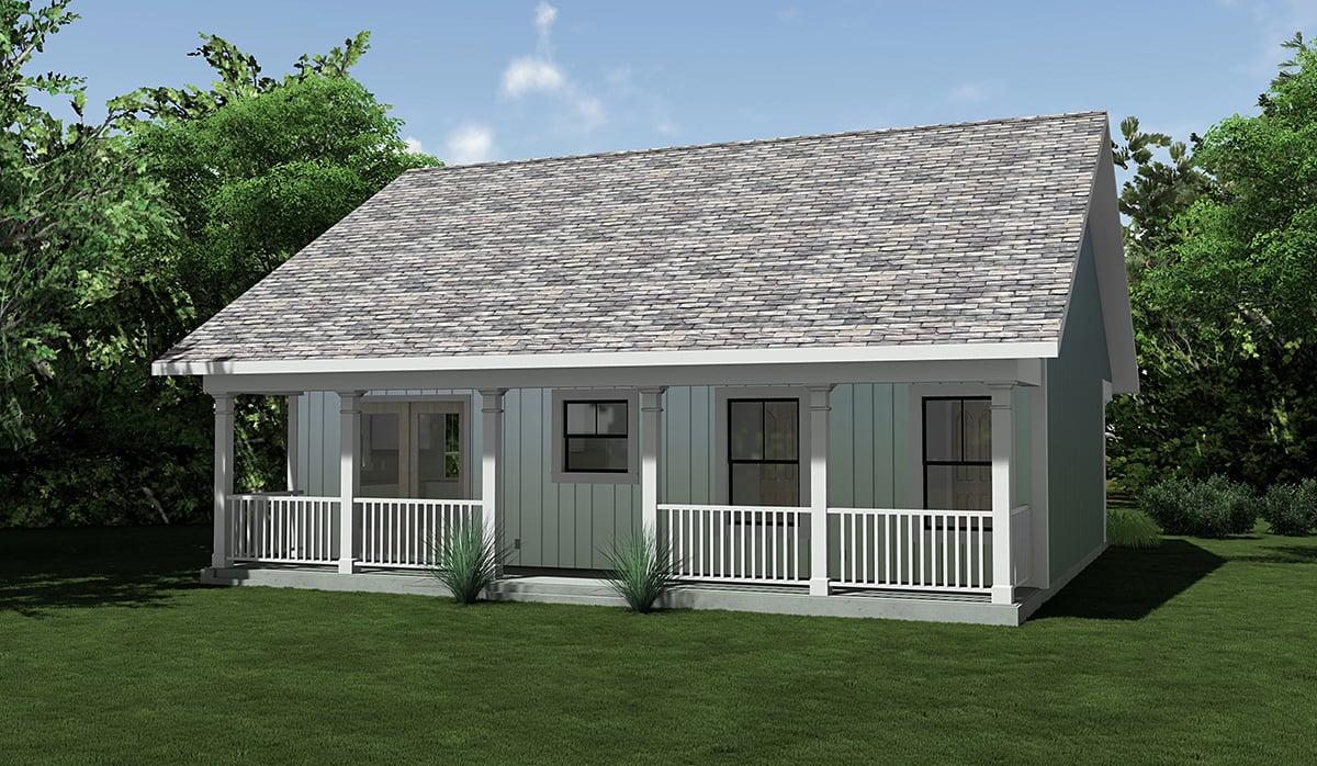 Bungalow Cottage Country Southern Rear Elevation of Plan 77432