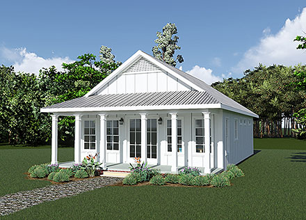 Cottage Country Farmhouse Southern Traditional Elevation of Plan 77433