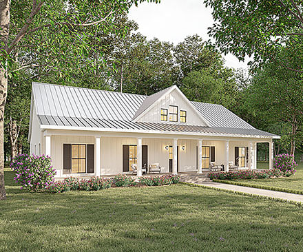 Country, Farmhouse, Ranch, Southern House Plan 77447 with 4 Beds, 3 Baths