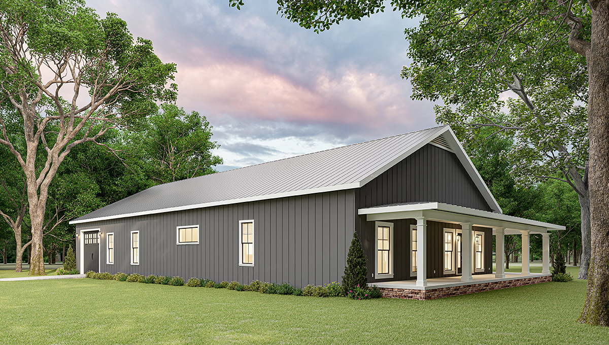 Country Farmhouse Ranch Rear Elevation of Plan 77456