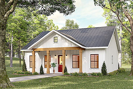 Cottage Country Ranch Elevation of Plan 77469