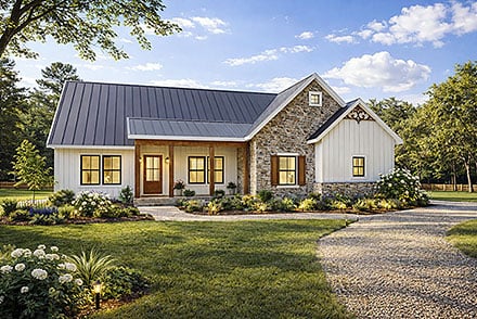 Contemporary Country Farmhouse New American Elevation of Plan 77477