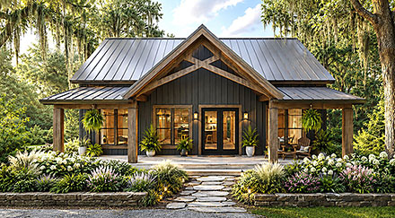 Contemporary Craftsman Farmhouse New American Elevation of Plan 77483