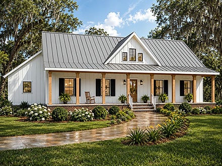Contemporary Country Farmhouse New American Elevation of Plan 77485