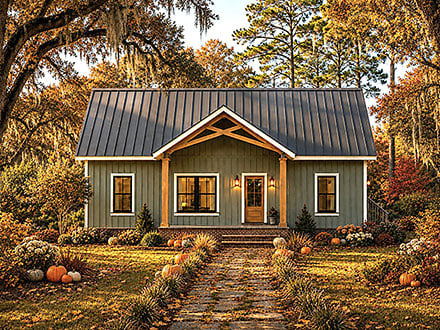 Cabin Cottage Country Craftsman Elevation of Plan 77486
