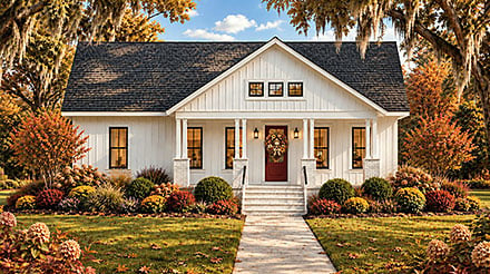 Contemporary Cottage Farmhouse New American Elevation of Plan 77487