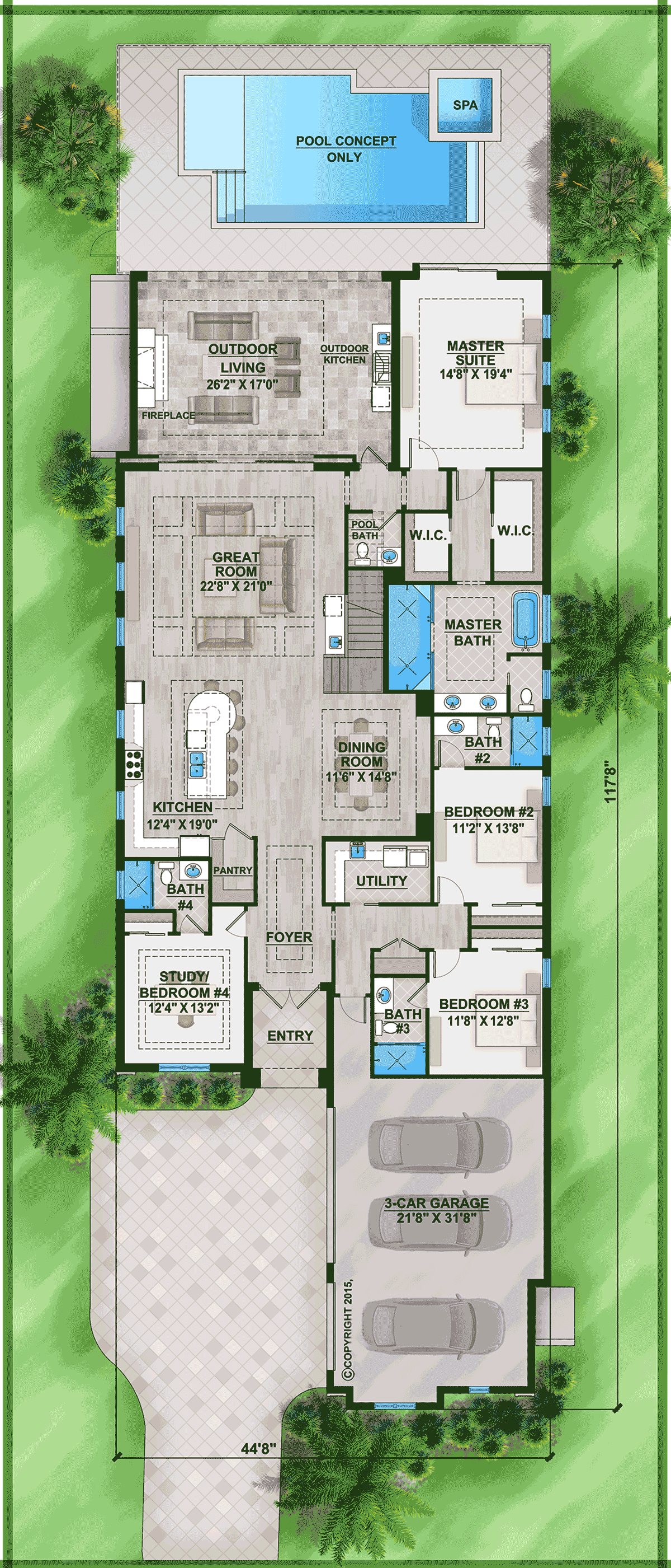 Coastal Contemporary Level One of Plan 77502