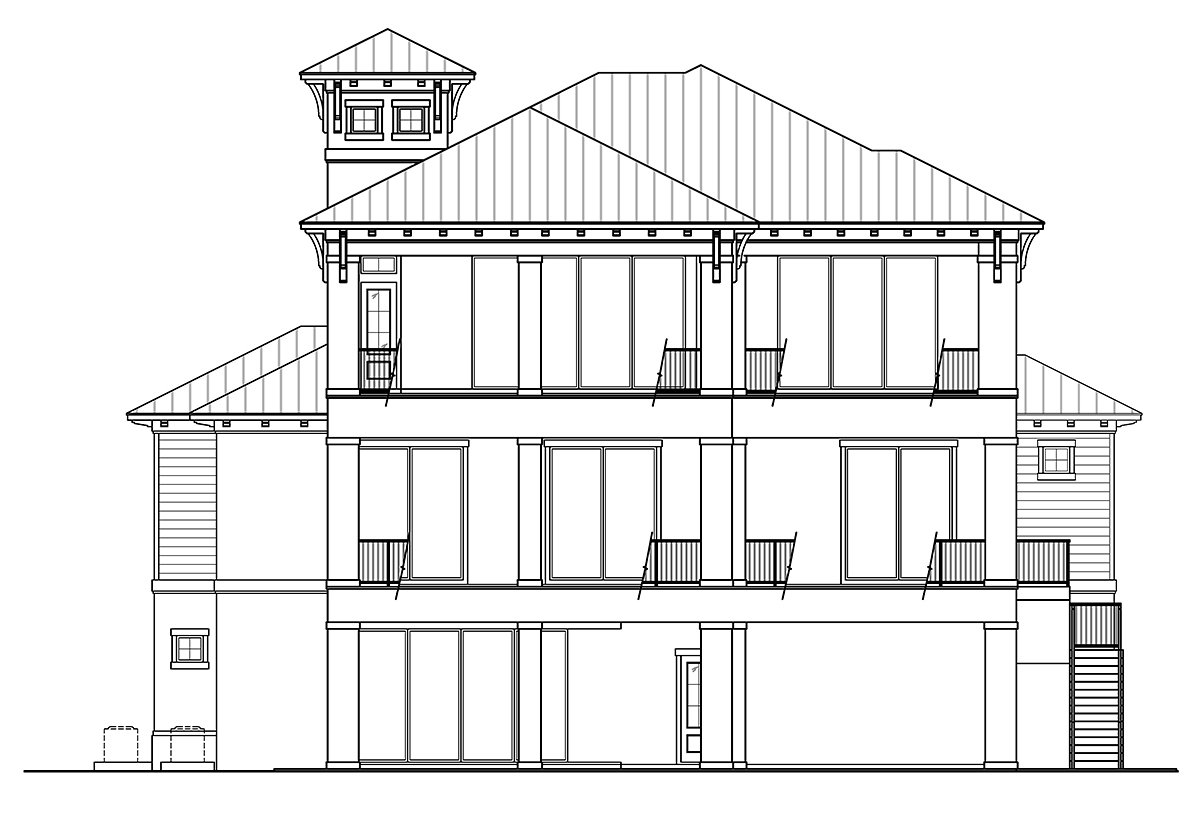 Coastal Contemporary Florida Rear Elevation of Plan 77504