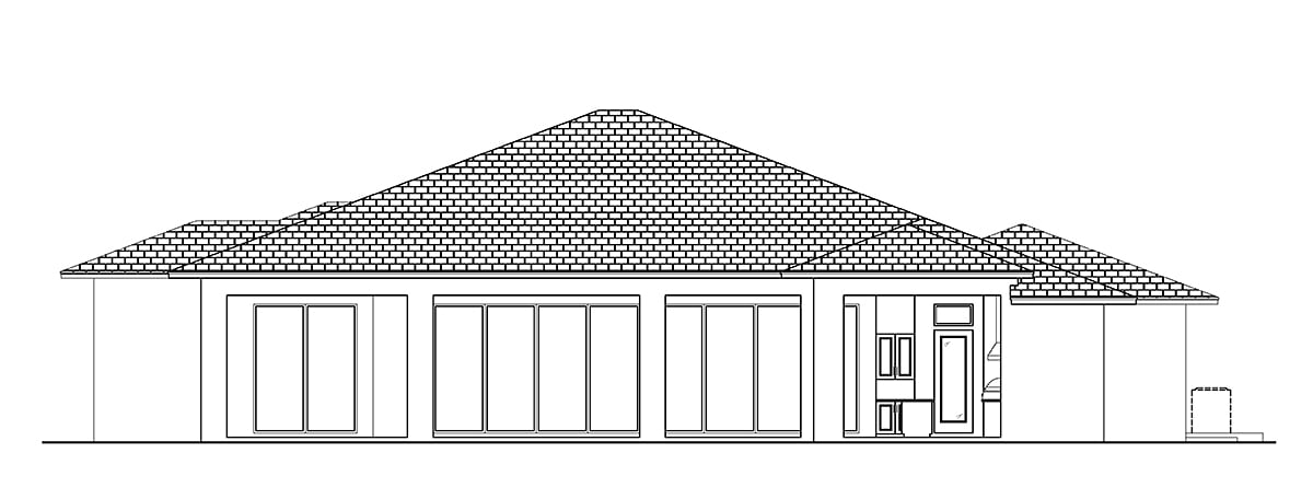 Coastal Contemporary Florida Rear Elevation of Plan 77509